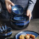 16- Pieces Ceramic Blue Porcelain Dinnerware Set - Image 10