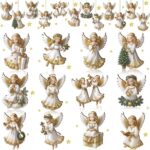 2D Flat Christmas Angel Decorations Wooden Set - Image 6