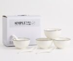 10/12 Pieces Ceramic Porcelain White Plate With Black Rimmed - Image 2