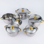 5pcs Stainless Steel Gold Cookware Set