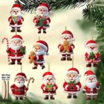2D Flat,16pcs Set Christmas Decorations, Christmas Snowman Wooden Ornament