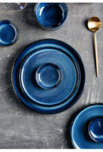 16- Pieces Ceramic Blue Porcelain Dinnerware Set - Image 9