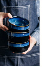 16- Pieces Ceramic Blue Porcelain Dinnerware Set - Image 5