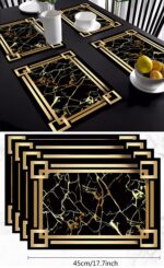 4-Pieces Black and Gold Running Place Mat - Image 3