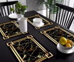 4-Pieces Black and Gold Running Place Mat