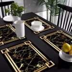 4-Pieces Black and Gold Running Place Mat