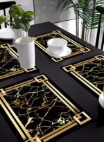 4-Pieces Black and Gold Running Place Mat - Image 6