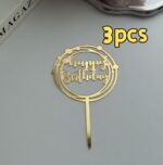 3Pcs Acrylic Happy Birthday Cake Decorations - Image 5