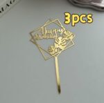 3Pcs Acrylic Happy Birthday Cake Decorations - Image 4