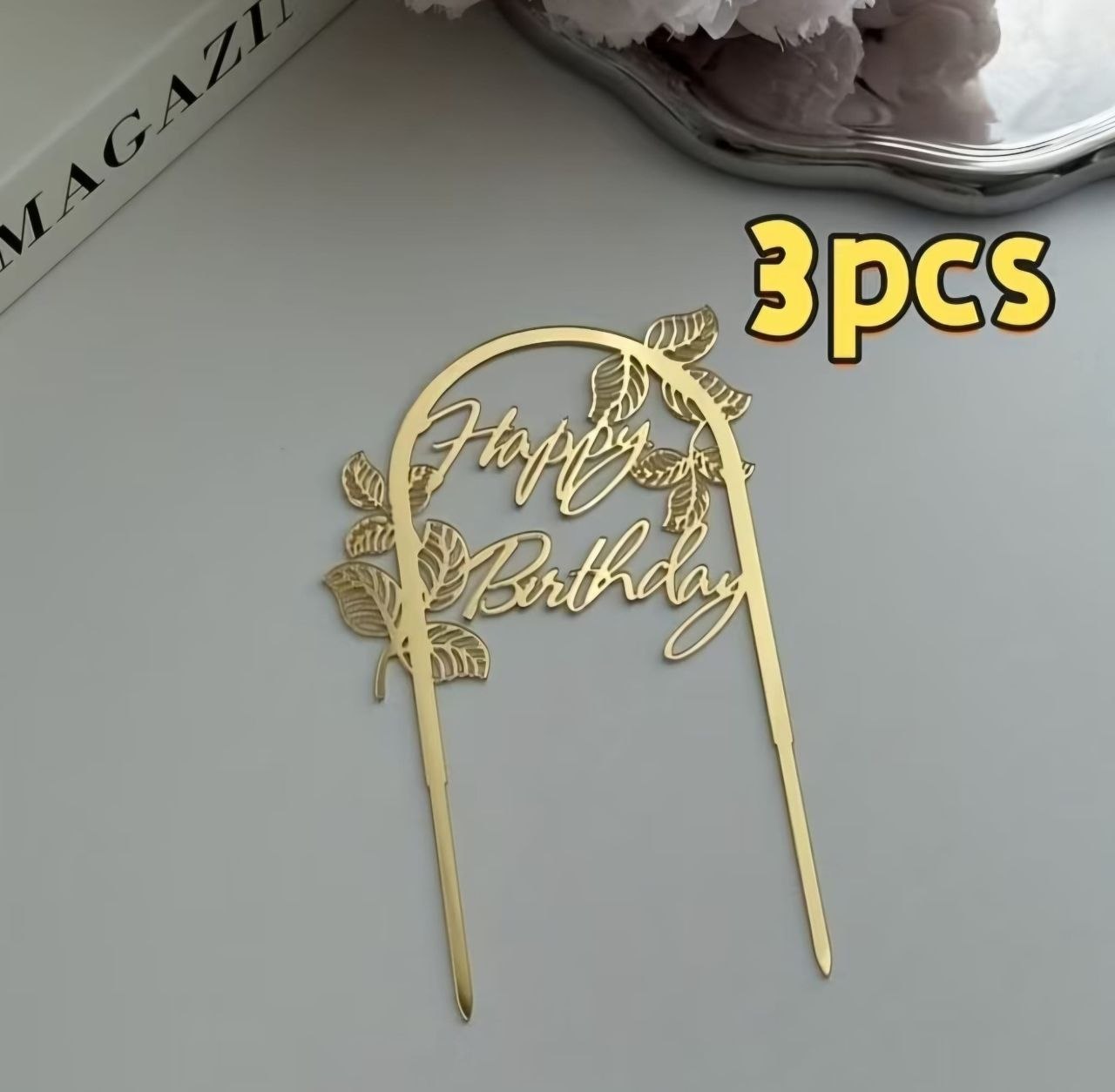 5782663943963742547 3Pcs Acrylic Happy Birthday Cake Decorations - Image 1