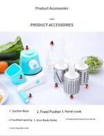 3-1 Rotary Vegetable Slicer Shredder Chopper With Food Pusher And Suction Base - Image 4