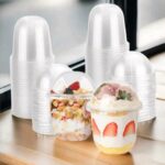 20- Pieces 500ml Set of Transparent Plastic Dessert Cups with Lids, Multi functions Pudding Cups