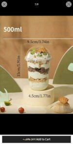 20- Pieces 500ml Set of Transparent Plastic Dessert Cups with Lids, Multi functions Pudding Cups - Image 5