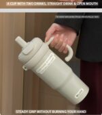 Stainless Steel Tumbler With Handler & Straw Lid - Image 7
