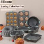9- Pieces Silicon Baking Tray Set, Food Grade Silicon Cake Molds.