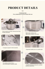 8- Pieces Stainless Steel Casserole Cookware Set - Image 4