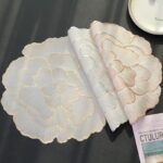 6pcs PVC Thickened Gold with White Table Placemat - Image 2
