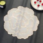 6pcs PVC Thickened Gold with White Table Placemat